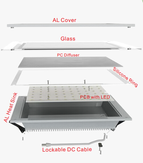 Factory Square 12w glass downlight CE, CB, GS, SAA certificate
