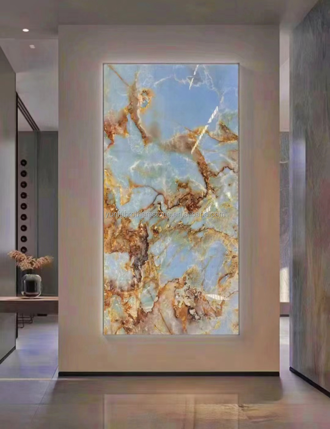 Natural Translucent Onyx Slab Modern Blue Onyx Marble Stone for Bathroom Wall and Floor