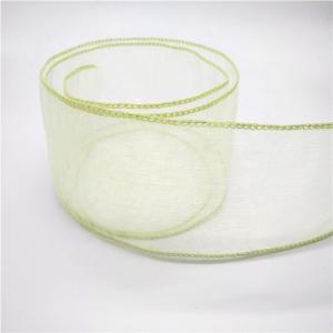 Quality Light Purple / Yellow Wired Satin Edge Organza Ribbon Double Face Style wholesale