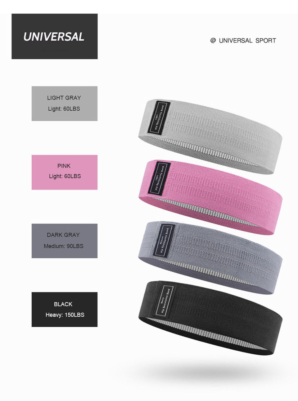 8CM Width Fitness Rubber Expander Elastic Polyester 3 In 1 Resistance Exercise Band Set For Home Workout