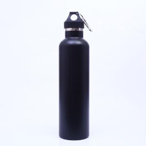 Quality Black Stainless Steel Drinks Bottle , Slim Insulated Water Bottle Straight Cup Shape wholesale