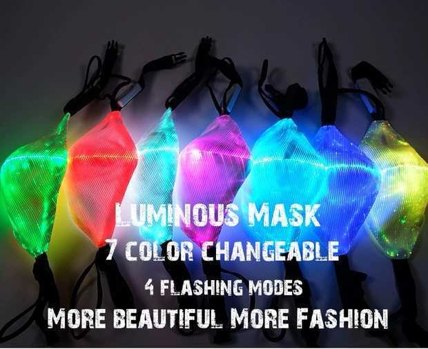 Sound Activated LED Light Up Mask , Mini Light Pink Masquerade Masks