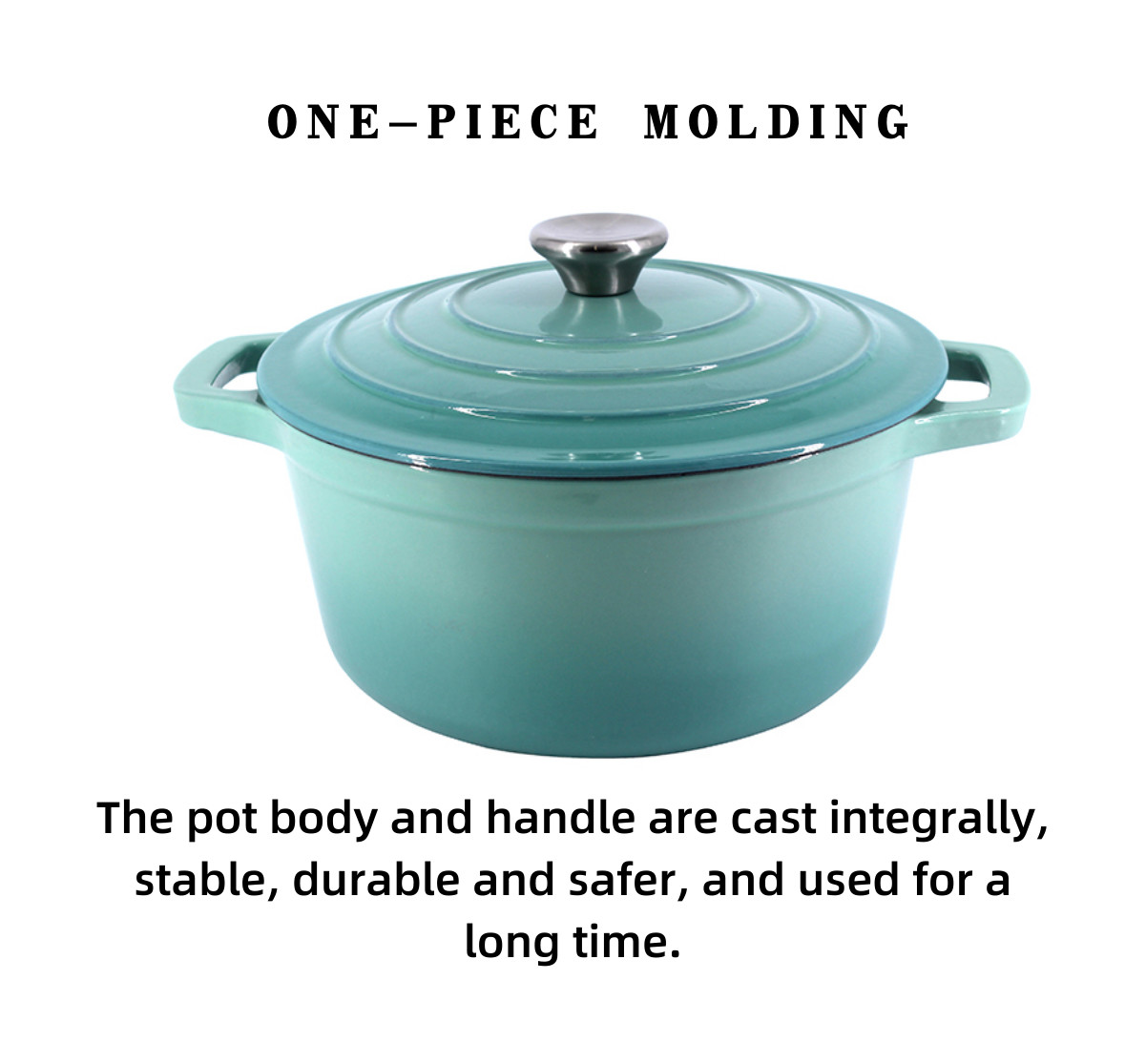 Non-Stick 2.4L Cast Iron Dutch Oven Two Handles Cast Iron Casserole Pot