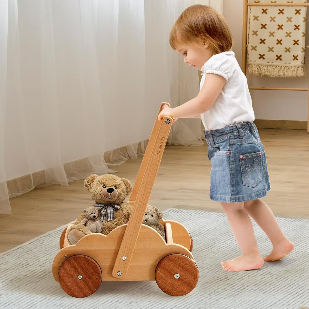 Children'S Anti Rollover Push Walker Stroller Early Education Shopping Cart Play Aged 0-3