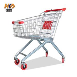 Quality Supermarket Metal Wire Shopping Trolley Cart With Plastic Cover wholesale