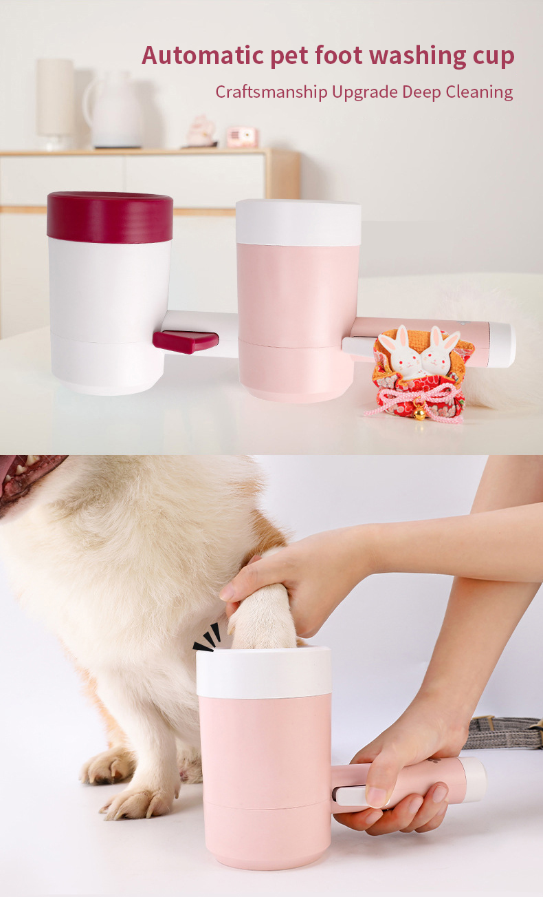 Pink Dog Foot Washer Silicone Puppy Paw Cleaner Automatic Dog Paw Cleaner