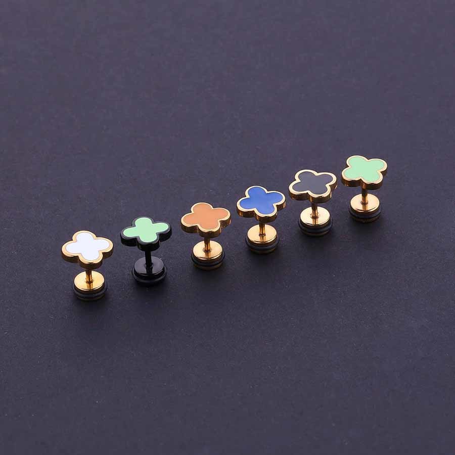 Poland Popular Four Leaf Clover Earrings Stud Earrings Stainless Steel Earrings