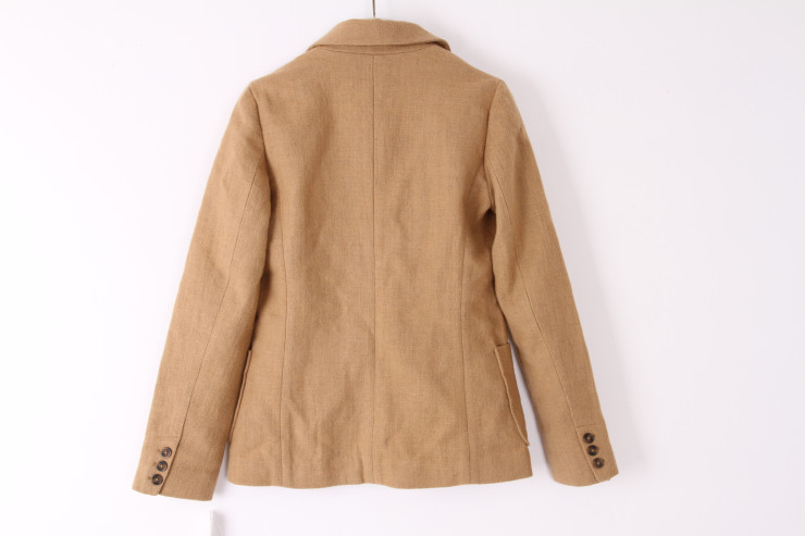 Brown 57% Cotton 43% Linen Women Casual Blazer