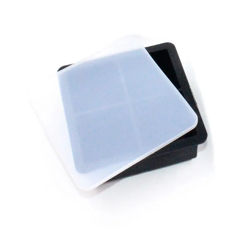 Stocked 4 6 8 Cavity Silicone Ice Tray Mold with Lid Large Square Shape Ice Cube Maker