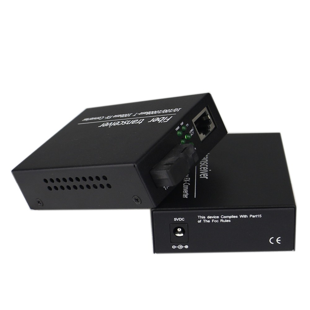 Fiber optic 10/100 / 1000M media converter Fast Ethernet optical transceiver 1000Mbps SC 25KM
