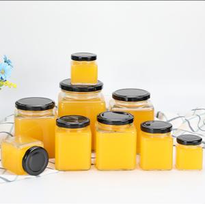 Quality Square Glass Storage Bottles 750ml 26.5oz Spice Jars With Black Lids wholesale