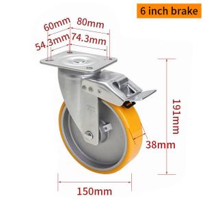 Quality EDL‌ Medium Duty 6inch Aluminum Caster Plate by Rigid , Swivel and Brake Type 300kg wholesale