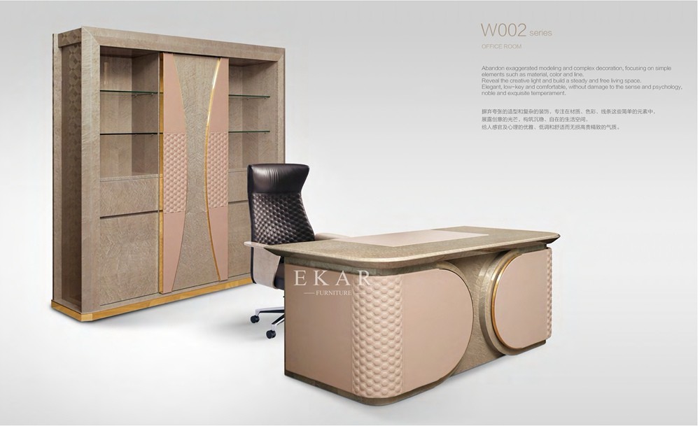 Modern Luxury Pink Executive Wooden Veneer Home Office Desk W002S28