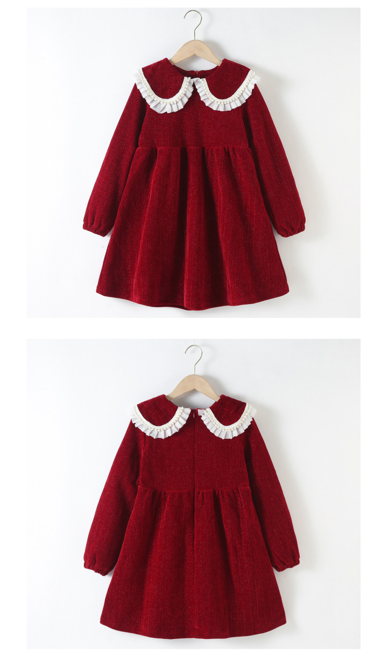 Girls dress children's clothing spring and autumn winter outfit red corduroy princess dress girl skirt hot new products