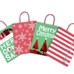 Quality Recycled Christmas Kraft Paper Gift Bags Ultraportable Multifunctional wholesale