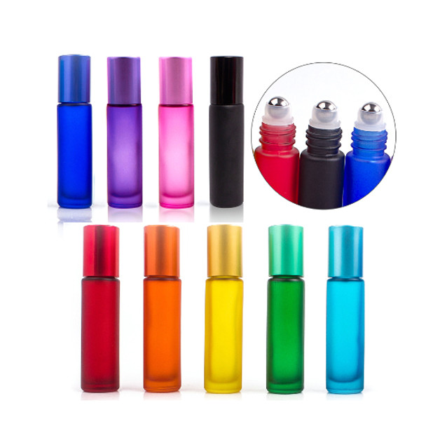 ‌5 ml Roller Bottles for Essential Oils‌ Mini Round Colorful Roll On Glass Perfume Bottles