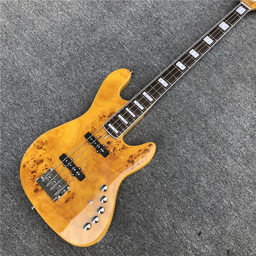 4 strings electric bass guitar,Factory custom Ash wood active electric pickup Bass