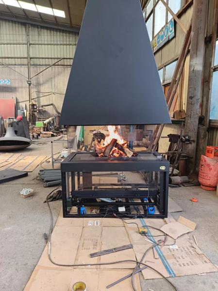 Style Carbon Steel Table Remote Control Glass Art Fireplace Freestanding