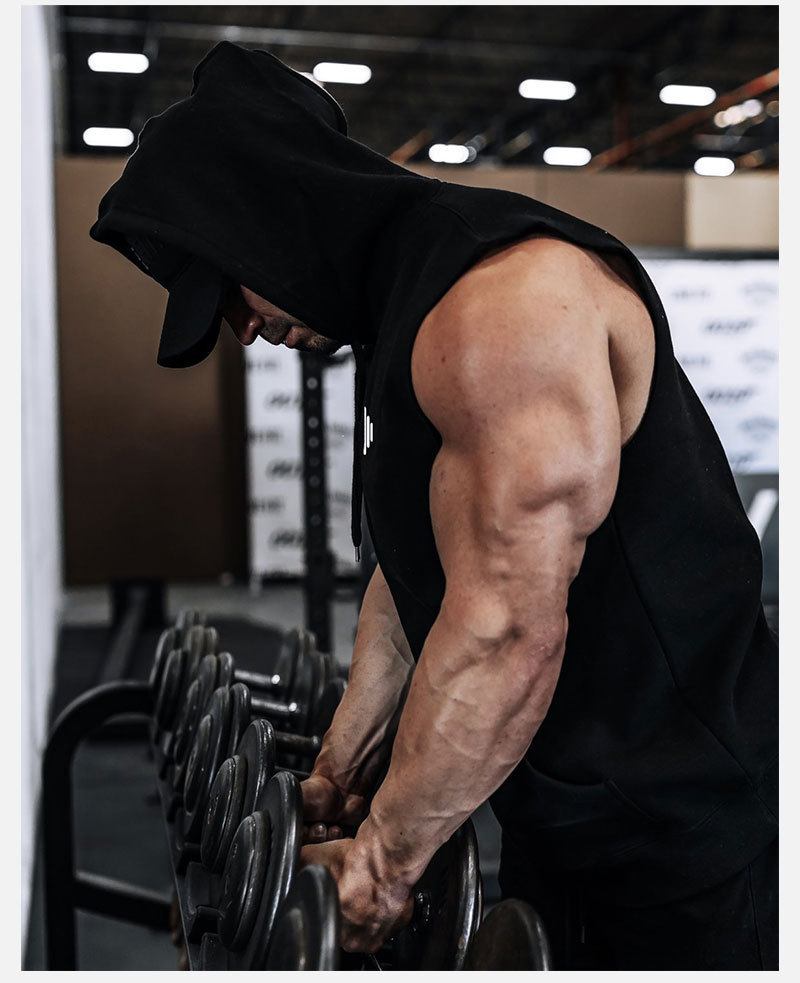 Wholesale Apparel Men Logo Printing Polyester Sleeveless Hoodies
