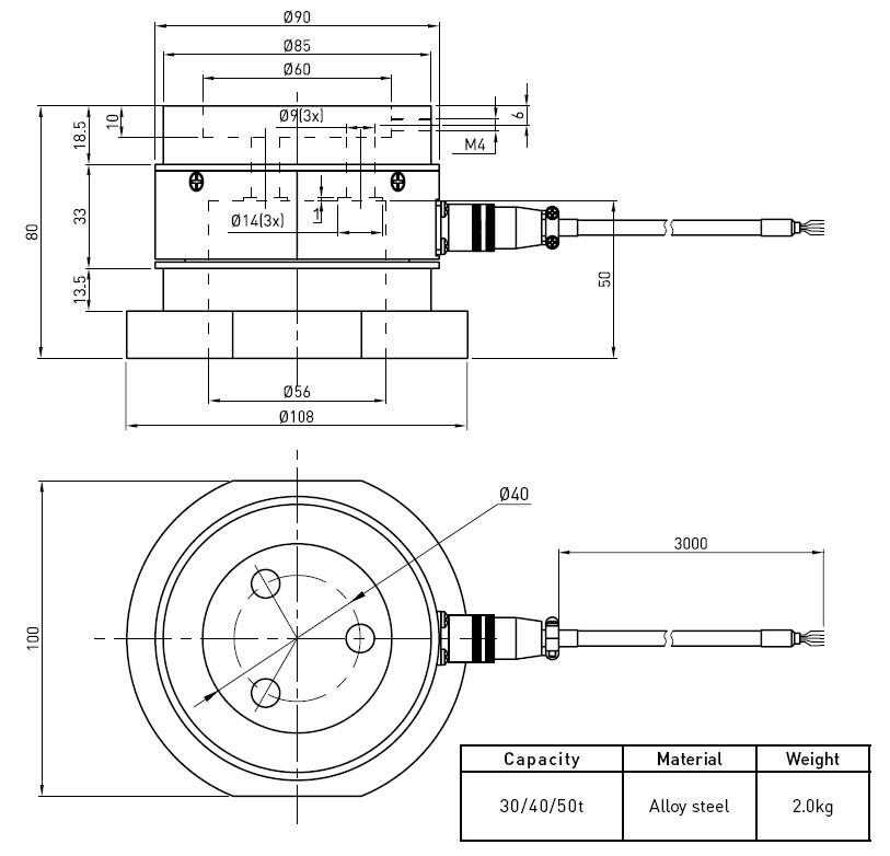 Alloy Steel Compression Load Cell Transducer For Industrial , High Precision