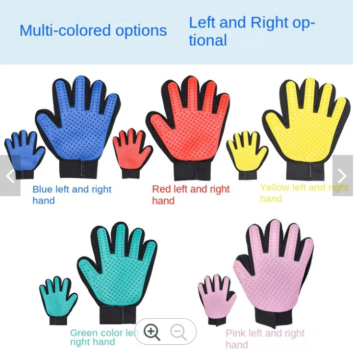 Blue TPR Silicone Pet Grooming Brush Gloves 18*24CM