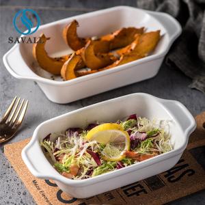 Quality Food Beverage Stores CLASSIC Rectangular Porcelain Plates In Oven With Handle wholesale