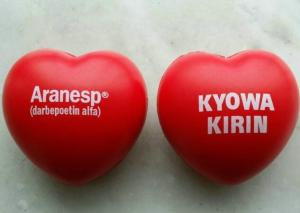 Quality Pu Foam Stress Ball Heart Shape Promotional logo printed anti stress balls safe, non-toxic gift items branding items wholesale