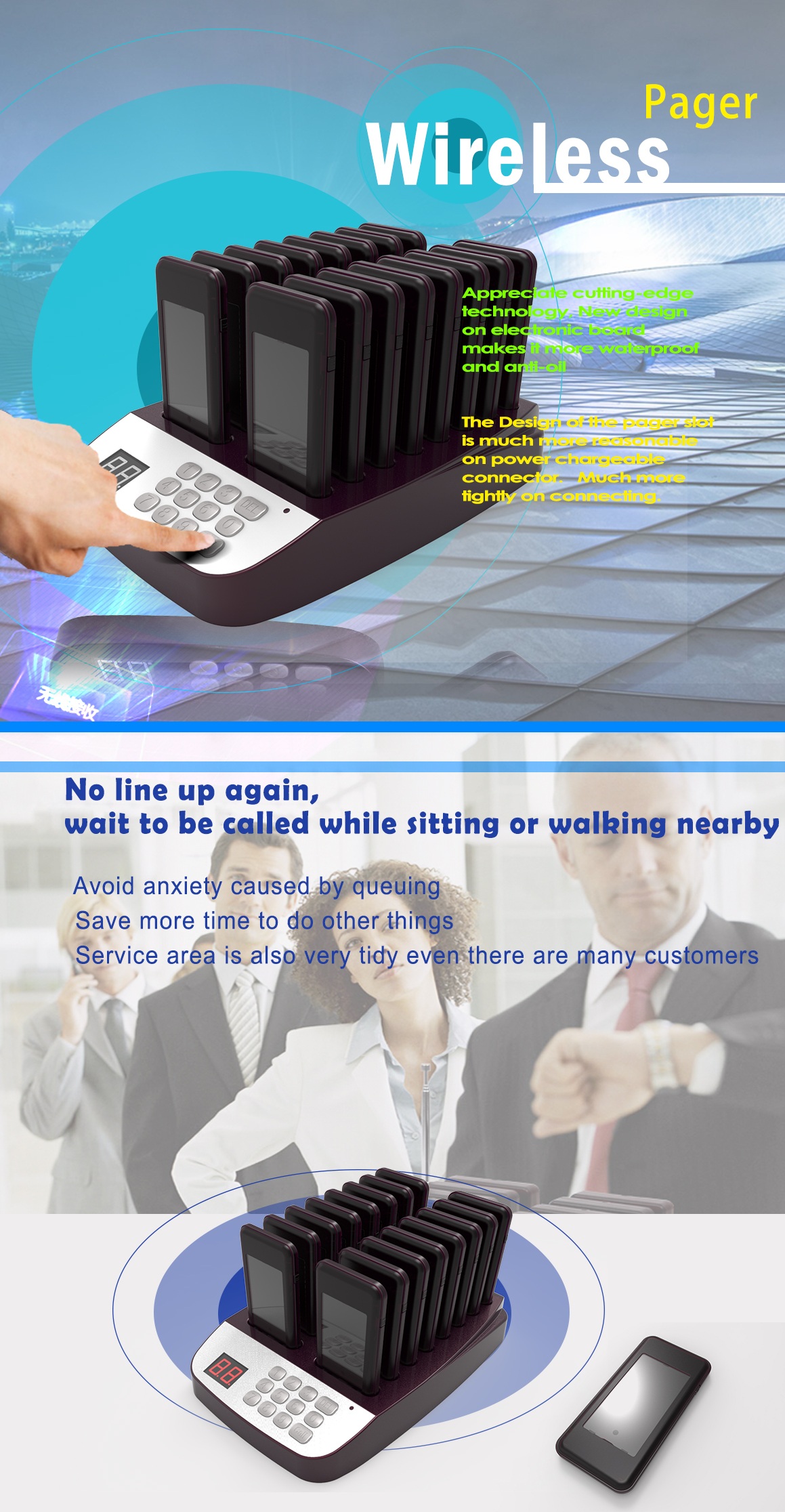 2019 hot sale restaurant 16 call guest paging queuing system coaster pagers with transmitter