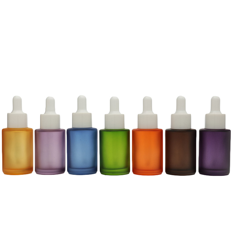Frosted Flat Shoulder Hair Oil Glass Serum Dropper Bottle 30ml Square Painting