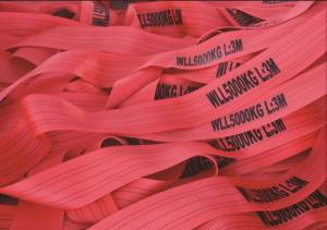 Quality WLL 5T 150mm Red Polyester Cargo Webbing EN1492-1 High Breaking Strength wholesale