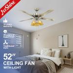Support Dimmer 52 Inches Stainless Steel Lighting Ceiling Fan with AC Motor Pure