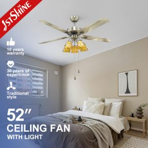 Quality Support Dimmer 52 Inches Stainless Steel Lighting Ceiling Fan with AC Motor Pure Copper wholesale