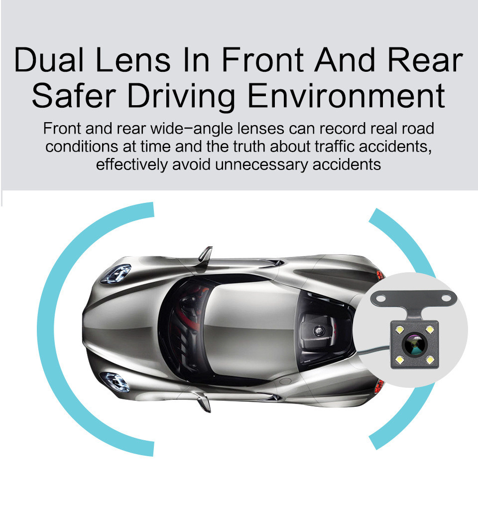 Dual Lens Vehicle G Sensor Dashcam HD Car Camera Driving Video Recorder OEM