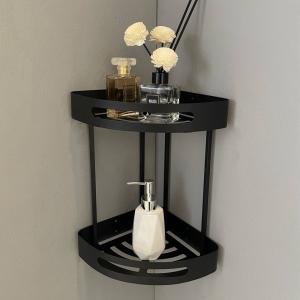 Quality Wall Installation Bathroom Corner Shelf Shower Caddy Two Tier Stainless Steel Rack wholesale
