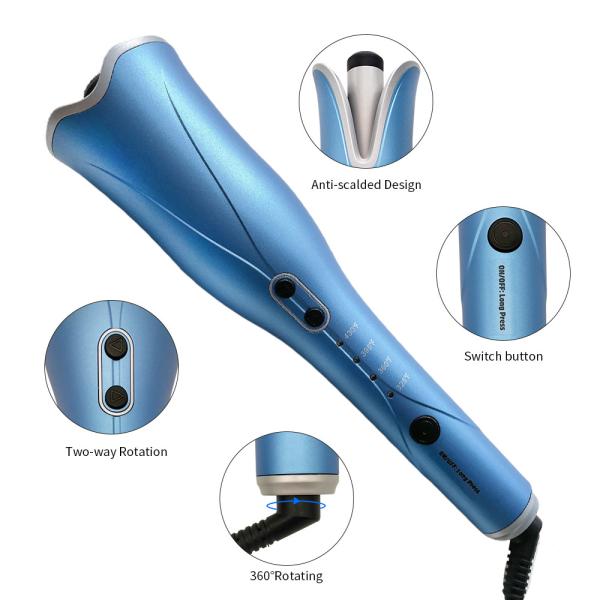 CE Evenly Heated 220 Degree Self Rotating Curling Iron For Thick Hair