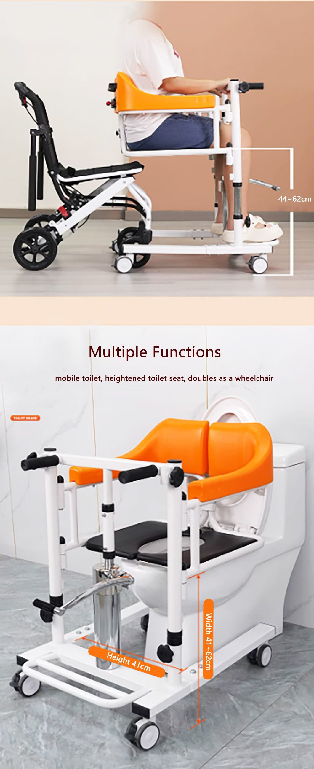 Reliable Quality Adjustable Height Manual Patient Transfer Lift Chair Hydraulic Lift Wheelchair for Paralyzed Use