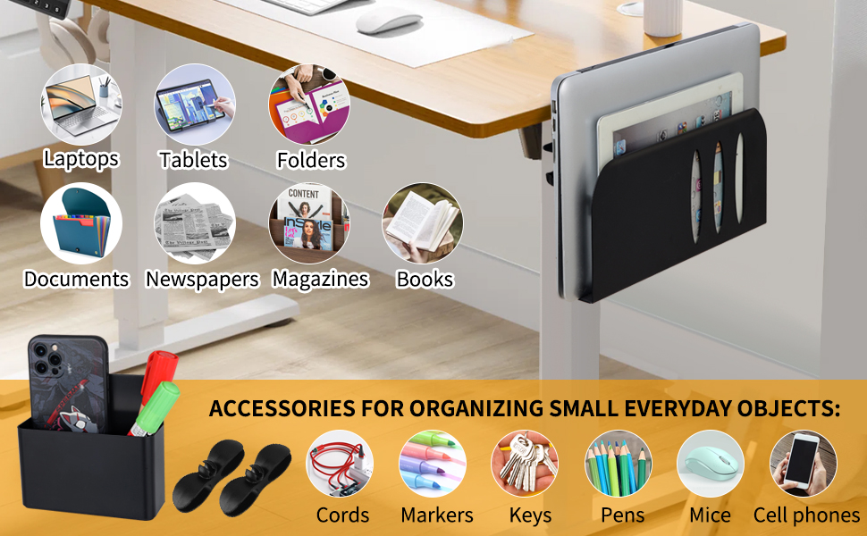 Clamp Mount Under Hanging Desk Organizer for Laptop Stand Tablet iPad books Holder