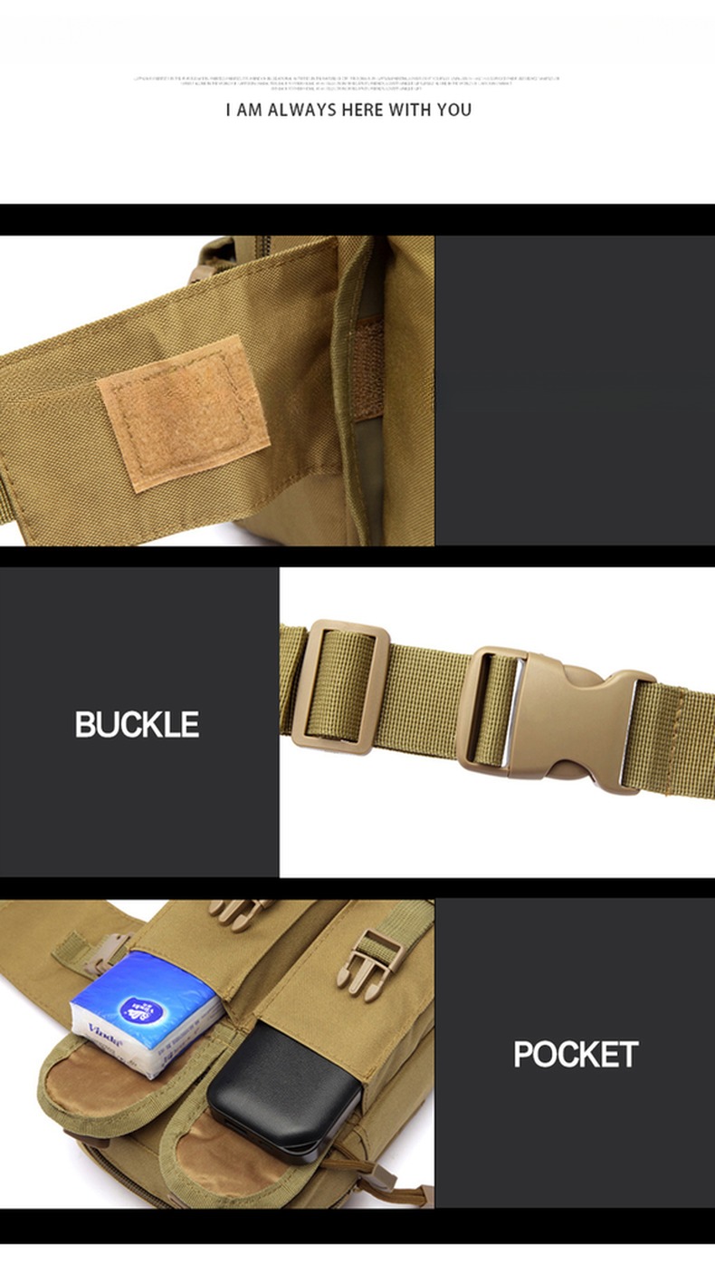 Barrel-shaped Water Bottle/Kettle Waist Bag Khaki Backpack for Outdoor Activities