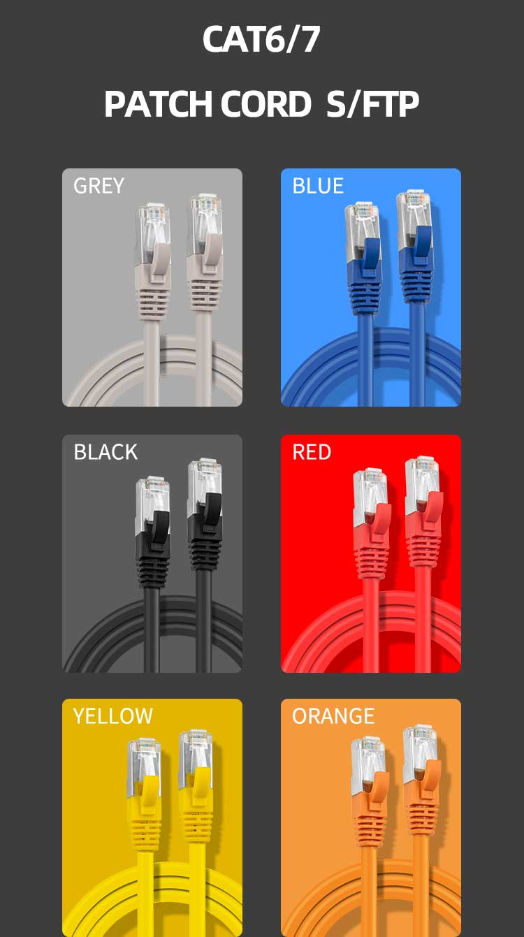 1000mhz CAT7 Patch Cord Ftp Sftp Network Cable Rj45 With 8 Conductors