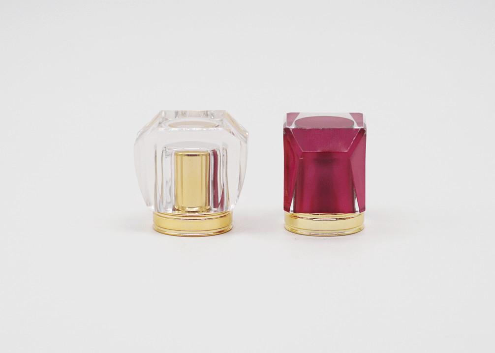 Crimpless Square Luxury Transparent Aluminum Cosmetic Bottle Cologne Caps