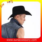 0372 wool felt cowboy hats for mens, black western cowboy hats