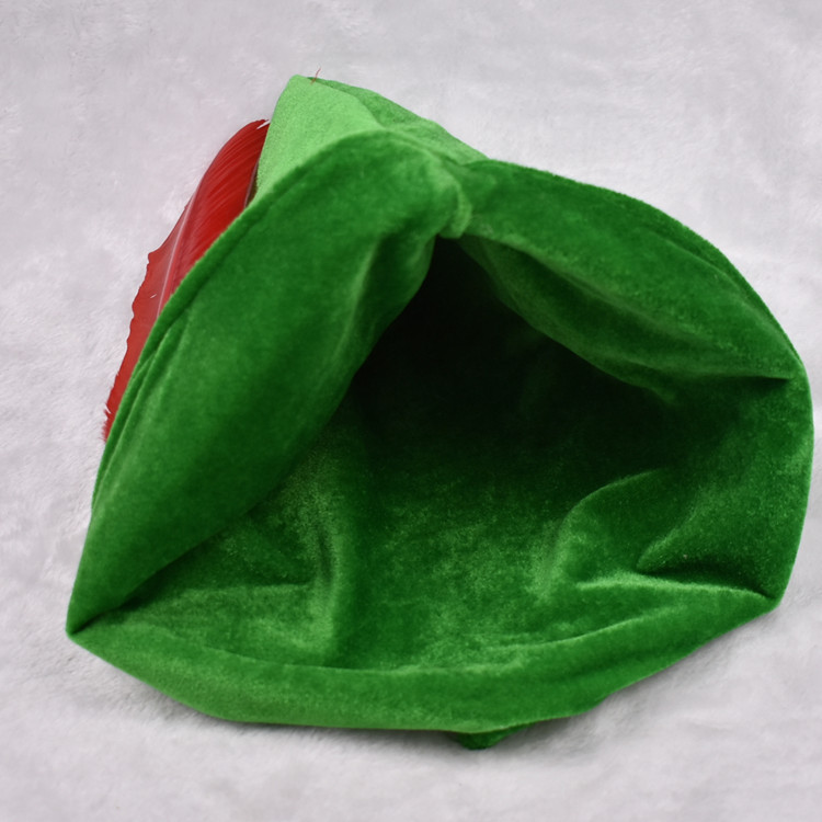 Oktoberfest green Peter pan hat red feather party hat 58-60cm velvet fabric green color