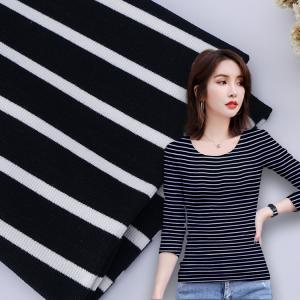 Quality Ribbed Cotton Interlock Fabric Double Yarn 32S Antibacterial Stripe Material wholesale