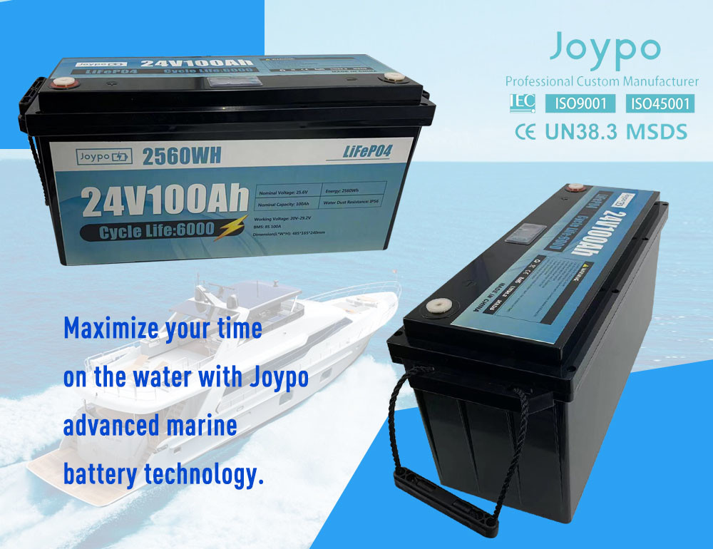 24V Marine Deep Cycle Battery Lithium Iron Phasphate Fishing Boat Battery 100Ah 200Ah