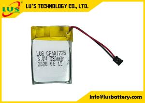 Quality CP401725 3v 320mah Soft Packed LiMnO2 Battery With Custom Terminals wholesale