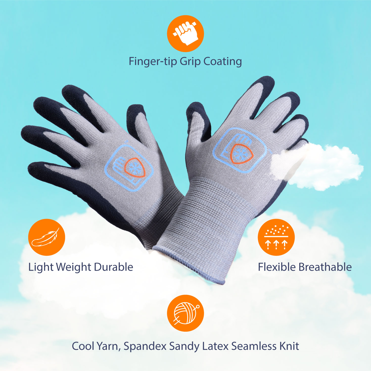 Non Slip Power Grip Thermal Latex Coated Gloves Rubber Palm Coated Cotton Hand Gloves 3 Pairs