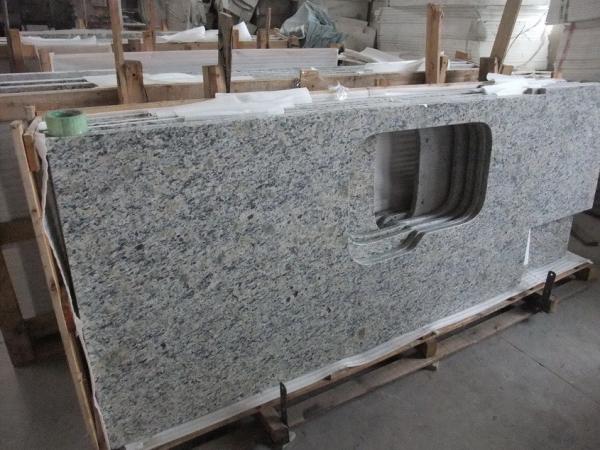 Light Santa Cecilia Countertop , Kitchen Island Renovation Solid Stone