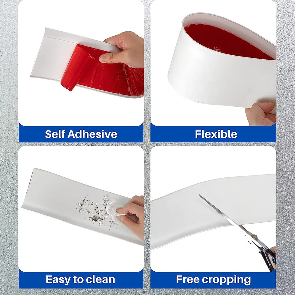 Sample 5-7days Flexible Baseboard Peel and Stick Vinyl Wall Base Cove Base Self-Adhesive