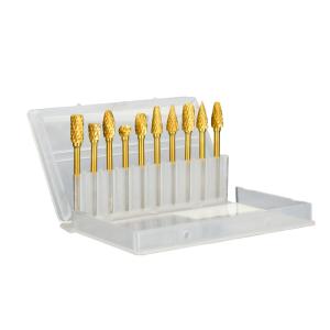 Quality Versatile Tungsten Carbide Burr Set Yellow Coated 3-6MM Shank Size For ABRASIVE/GRINDING wholesale