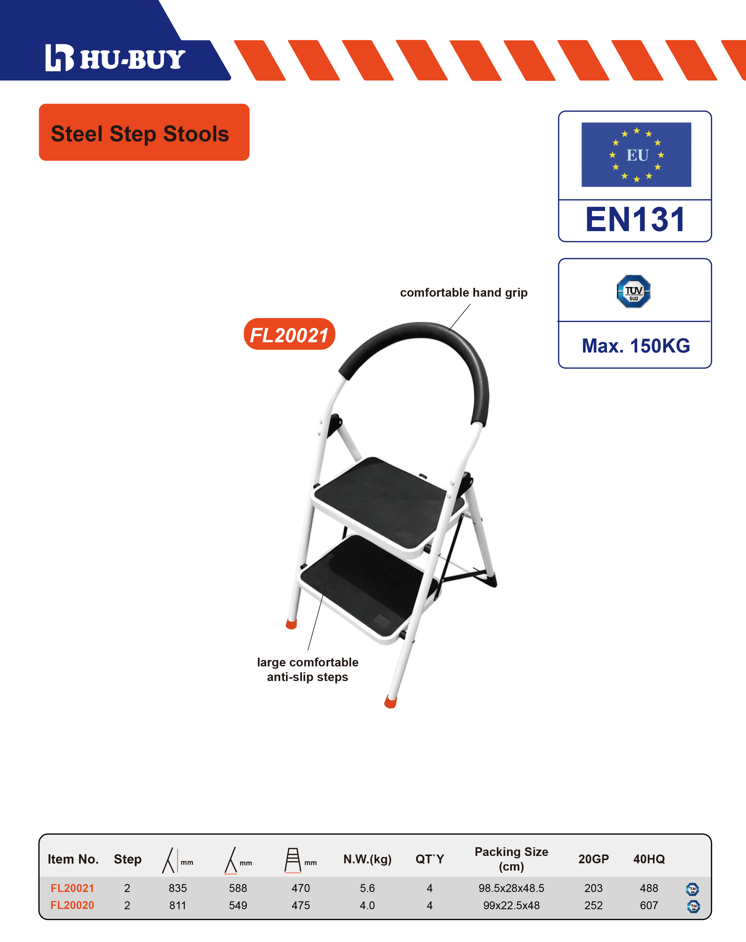 Household Steel Step Ladder 2 Steps Space Saving Easy To Carry And Store